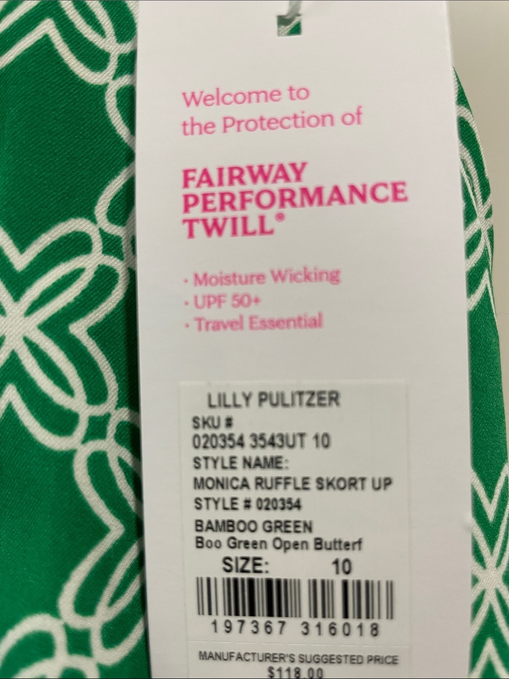 Lilly Pulitzer Green Mini Skirt with White Geometric Print - Picture 2 of 7
